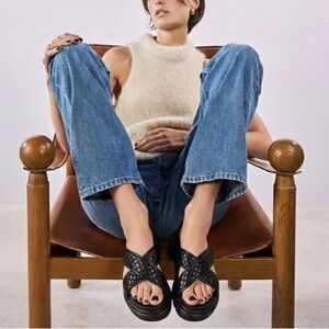 MOVING SALE Chunky glamours quilted black sandals / slippers asos